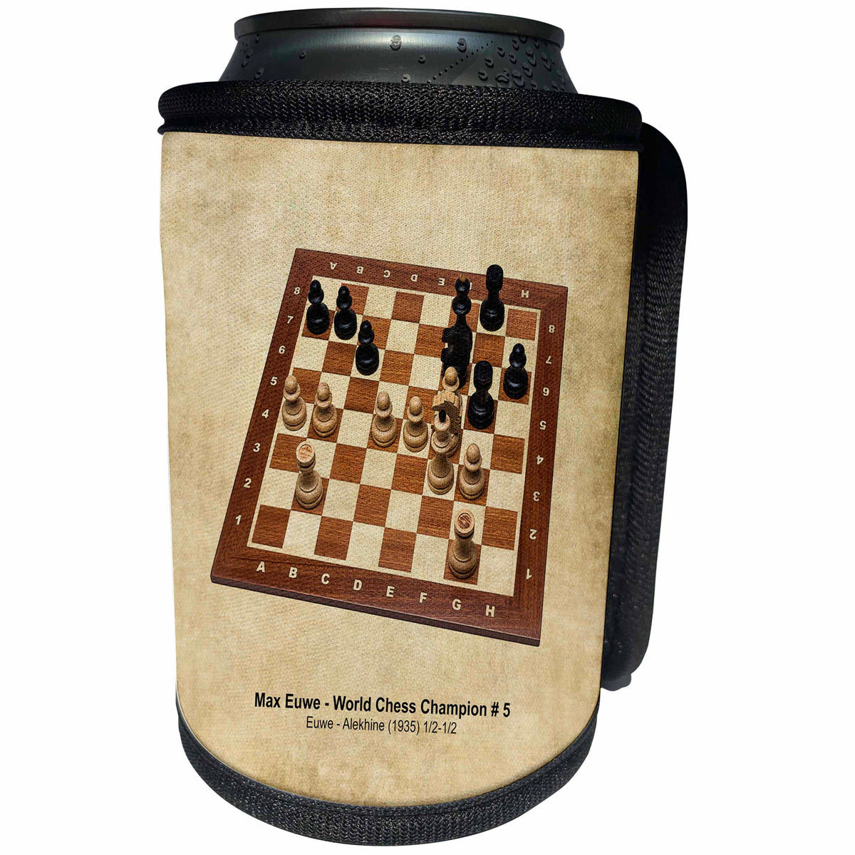 3dRose Alexis Photography - Chess Champions - World Chess Champion Number Five Euwe - Can Cooler Bottle Wrap (cc_270285)