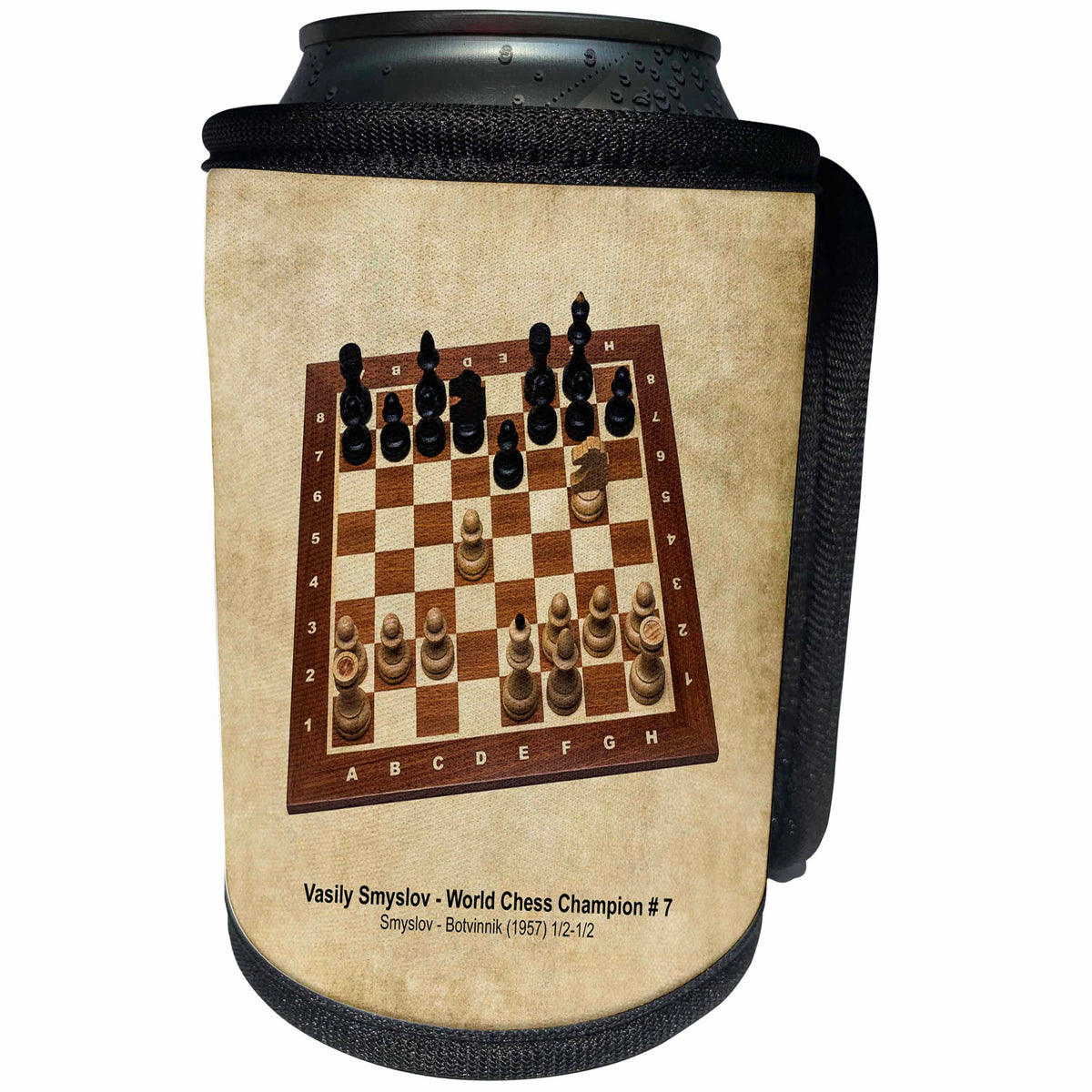 3dRose Alexis Photography - Chess Champions - World Chess Champion Number Seven Smyslov - Can Cooler Bottle Wrap (cc_270287)