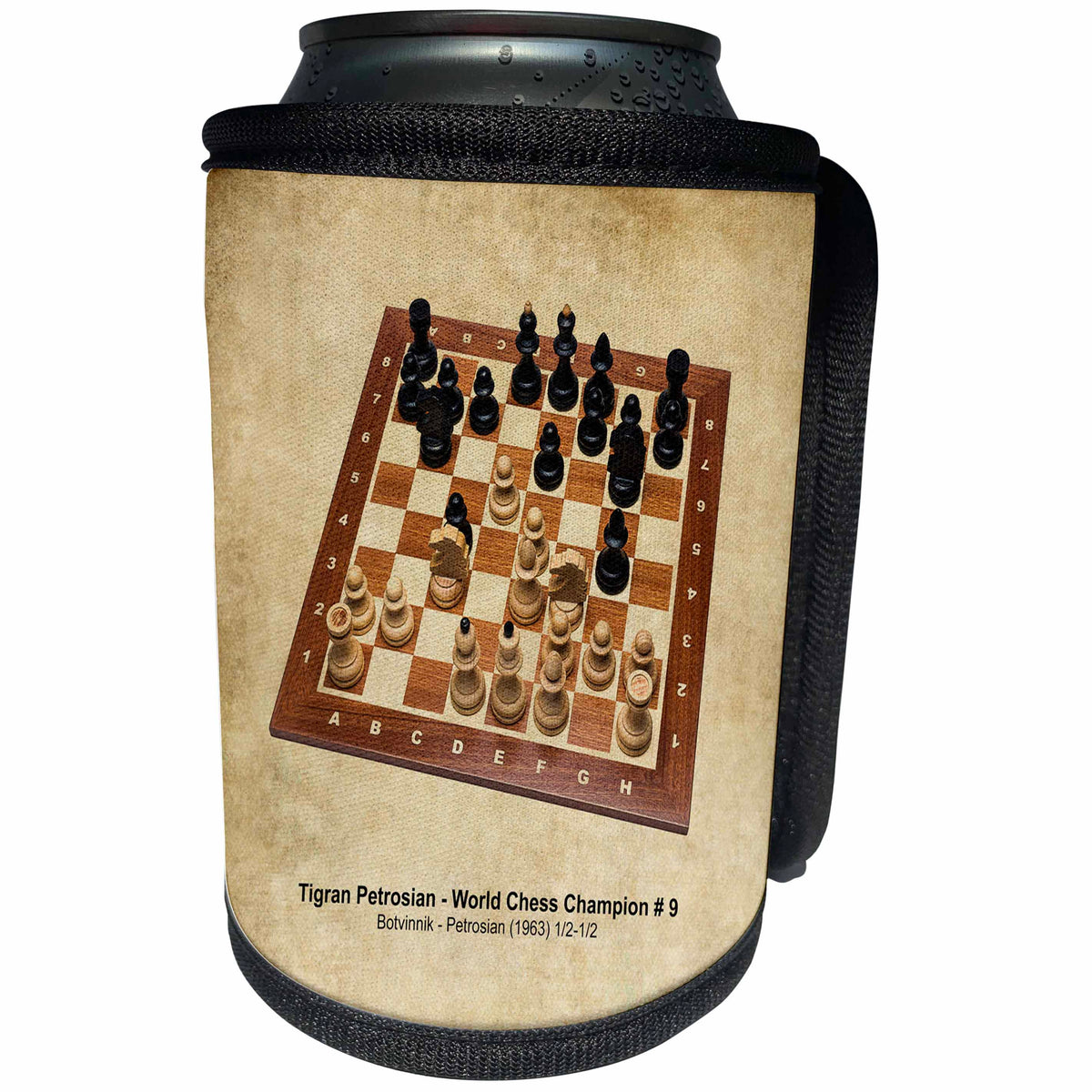 3dRose Alexis Photography - Chess Champions - World Chess Champion Number Nine Petrosian - Can Cooler Bottle Wrap (cc_270289)