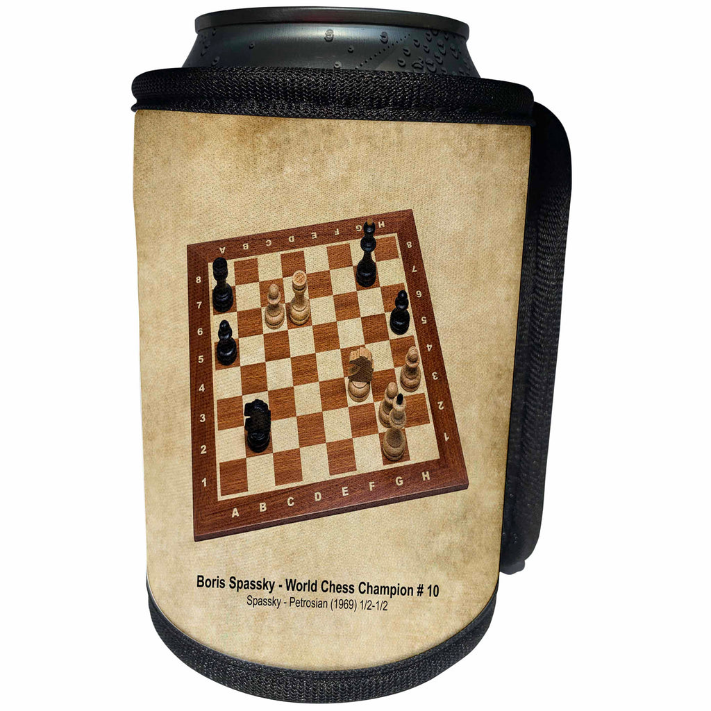 3dRose Alexis Photography - Chess Champions - World Chess Champion Number Ten Spassky - Can Cooler Bottle Wrap (cc_270290)