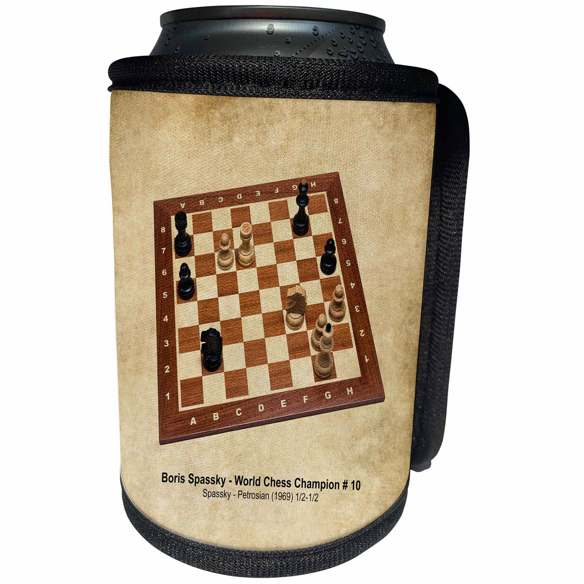 3dRose Alexis Photography - Chess Champions - World Chess Champion Number Ten Spassky - Can Cooler Bottle Wrap (cc_270290)