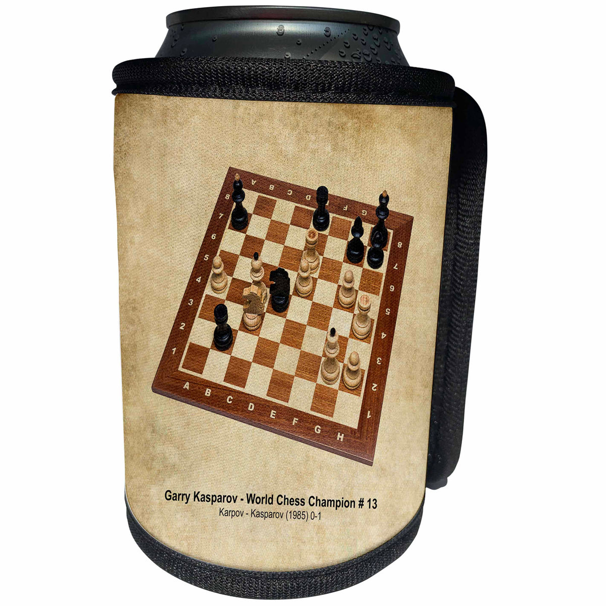 3dRose Alexis Photography - Chess Champions - World Chess Champion Number Thirteen Kasparov - Can Cooler Bottle Wrap (cc_270293)
