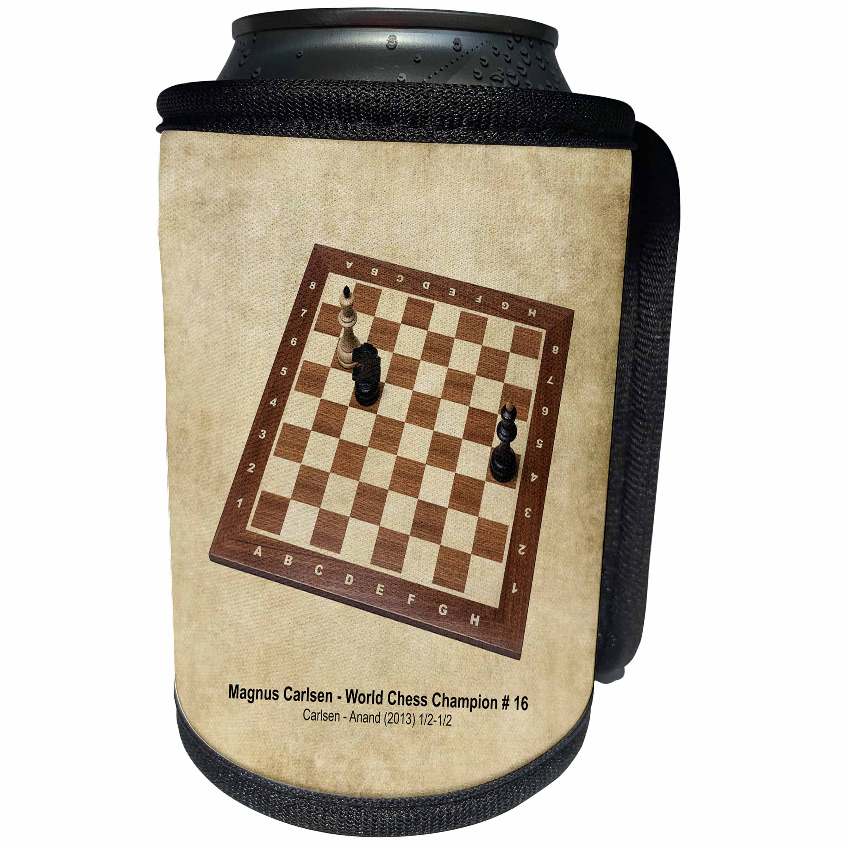 3dRose Alexis Photography - Chess Champions - World Chess Champion Number Sixteen Carlsen - Can Cooler Bottle Wrap (cc_270296)