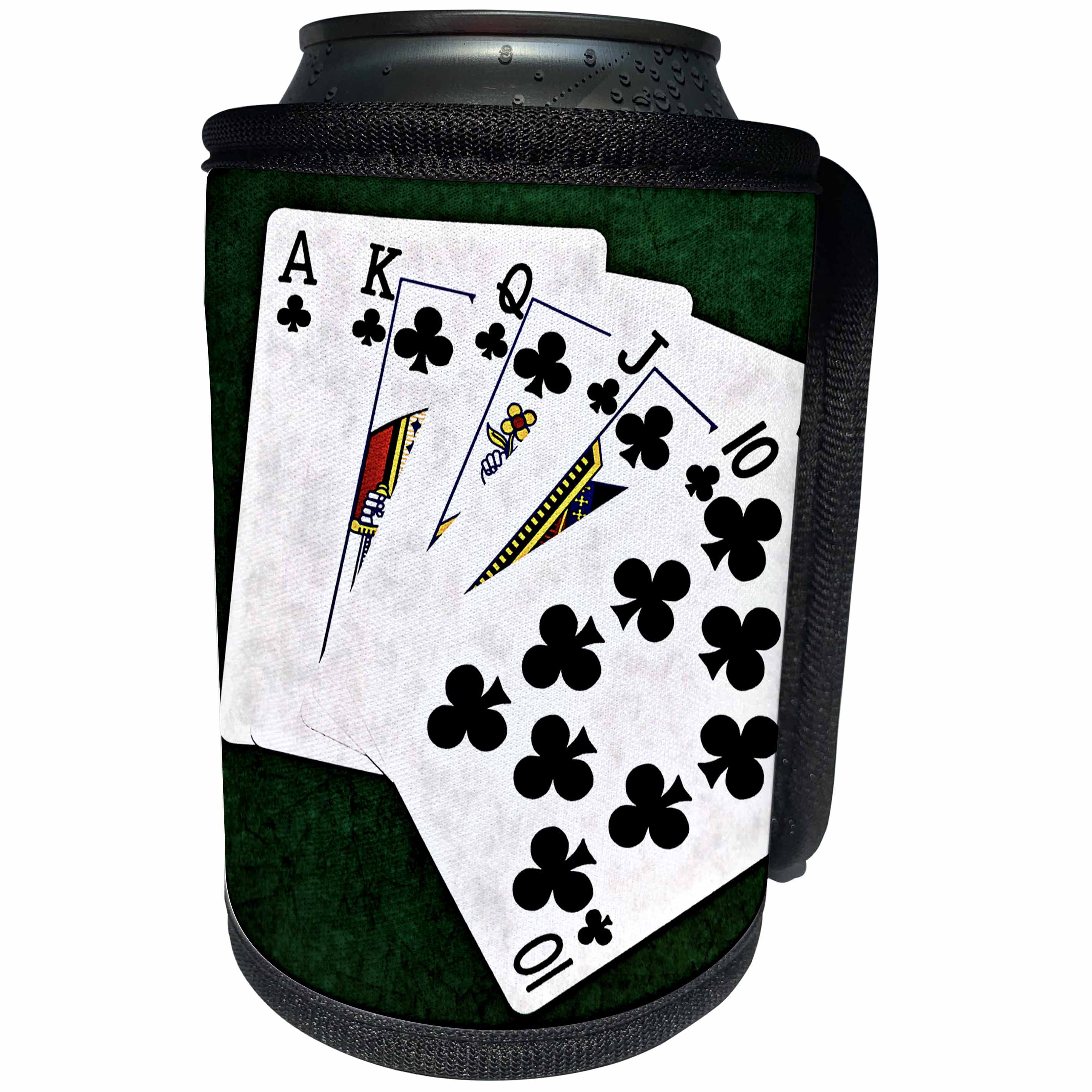3dRose Alexis Photo-Art - Poker Hands - Poker Hands Royal Flush Clubs - Can Cooler Bottle Wrap (cc_270297)