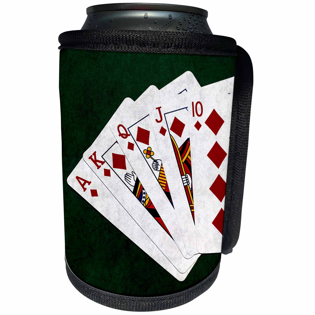 3dRose Alexis Photo-Art - Poker Hands - Poker Hands Royal Flush Diamonds - Can Cooler Bottle Wrap (cc_270298)