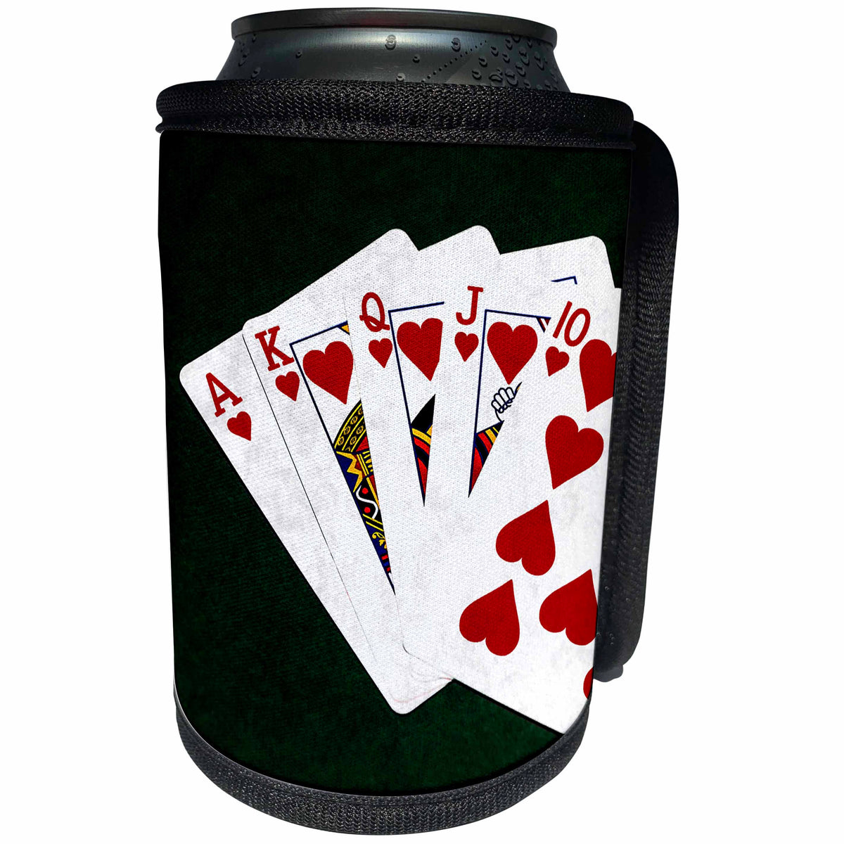 3dRose Alexis Photo-Art - Poker Hands - Poker Hands Royal Flush Hearts - Can Cooler Bottle Wrap (cc_270299)