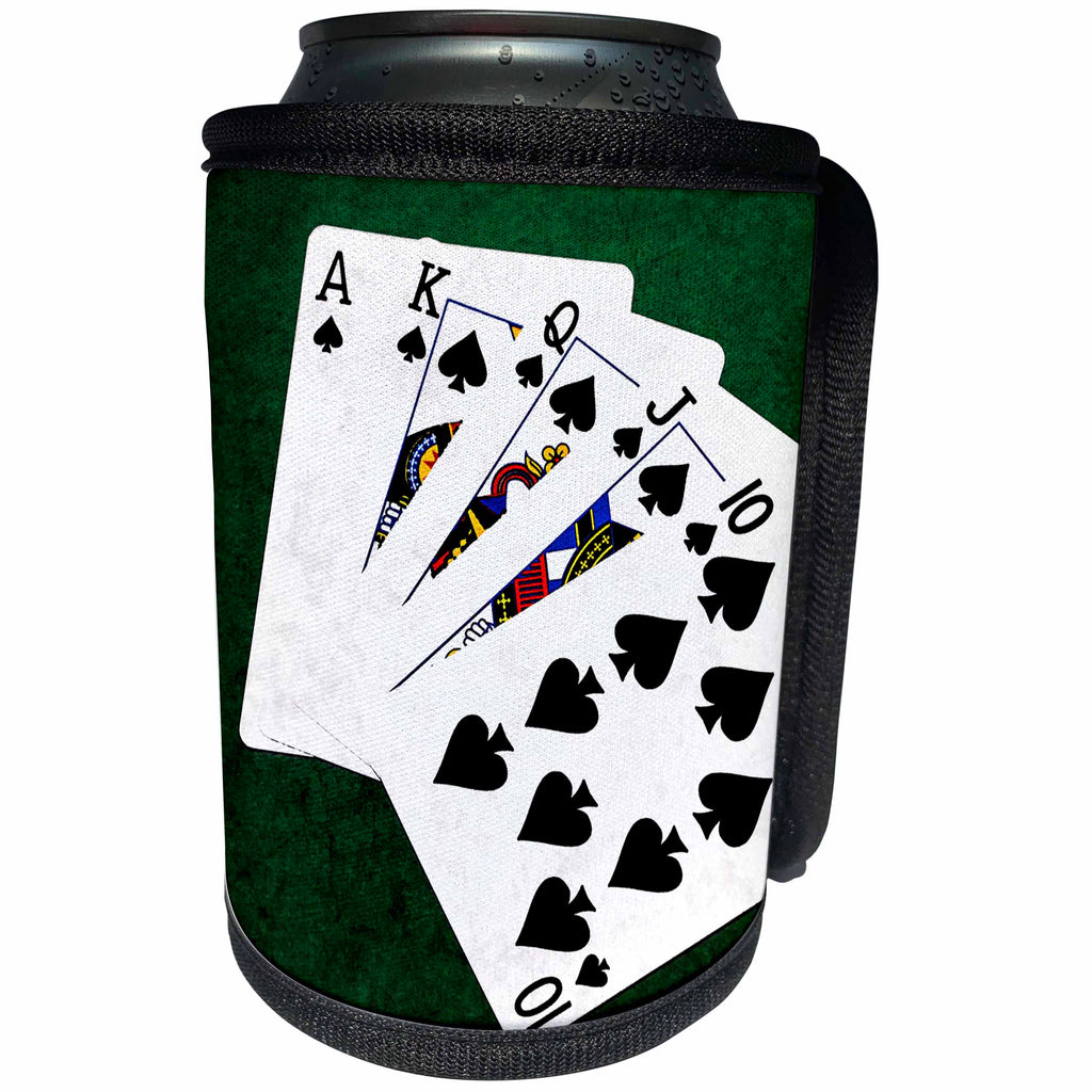 3dRose Alexis Photo-Art - Poker Hands - Poker Hands Royal Flush Spades - Can Cooler Bottle Wrap (cc_270300)
