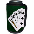 3dRose Alexis Photo-Art - Poker Hands - Poker Hands Straight Flush Clubs - Can Cooler Bottle Wrap (cc_270301)