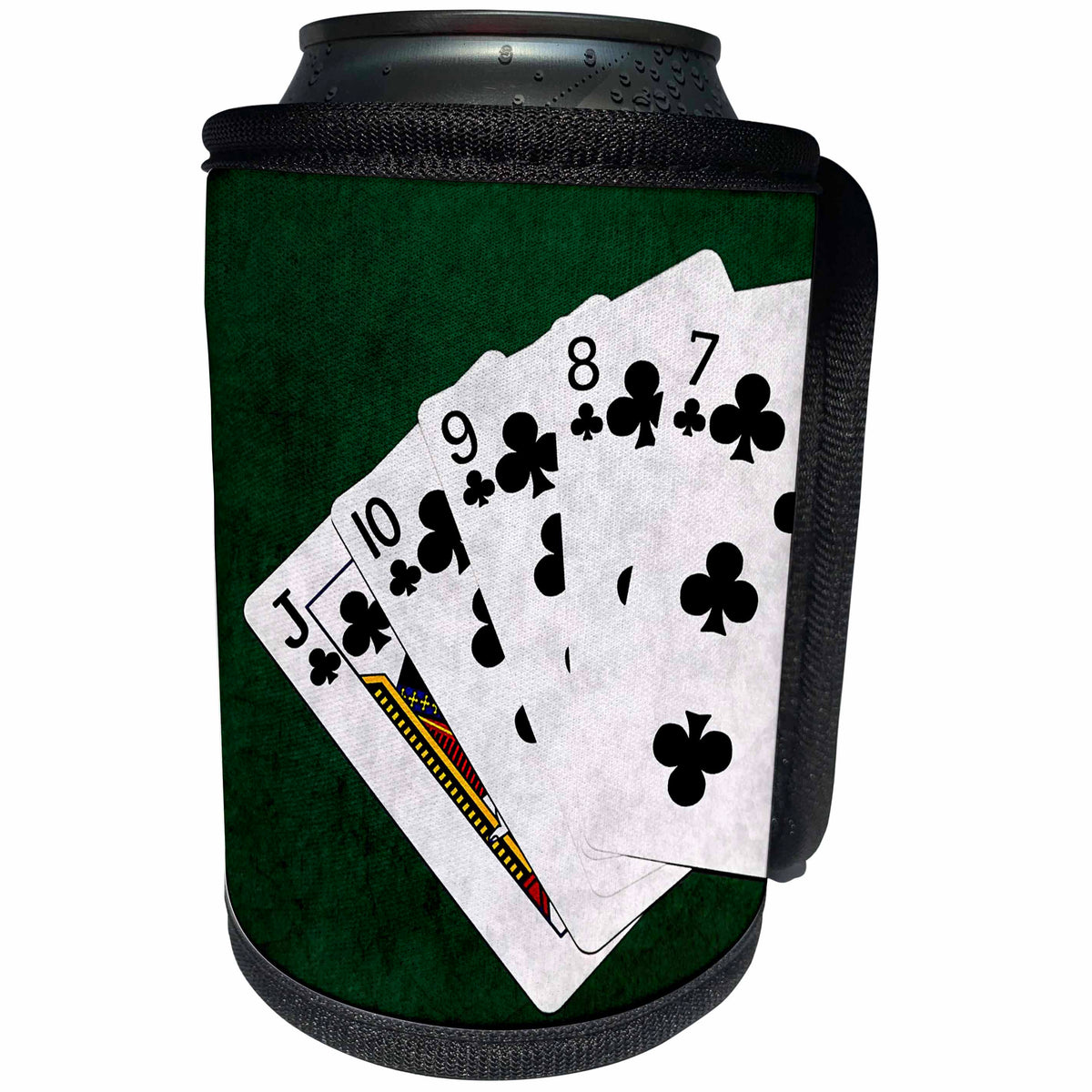 3dRose Alexis Photo-Art - Poker Hands - Poker Hands Straight Flush Clubs - Can Cooler Bottle Wrap (cc_270301)