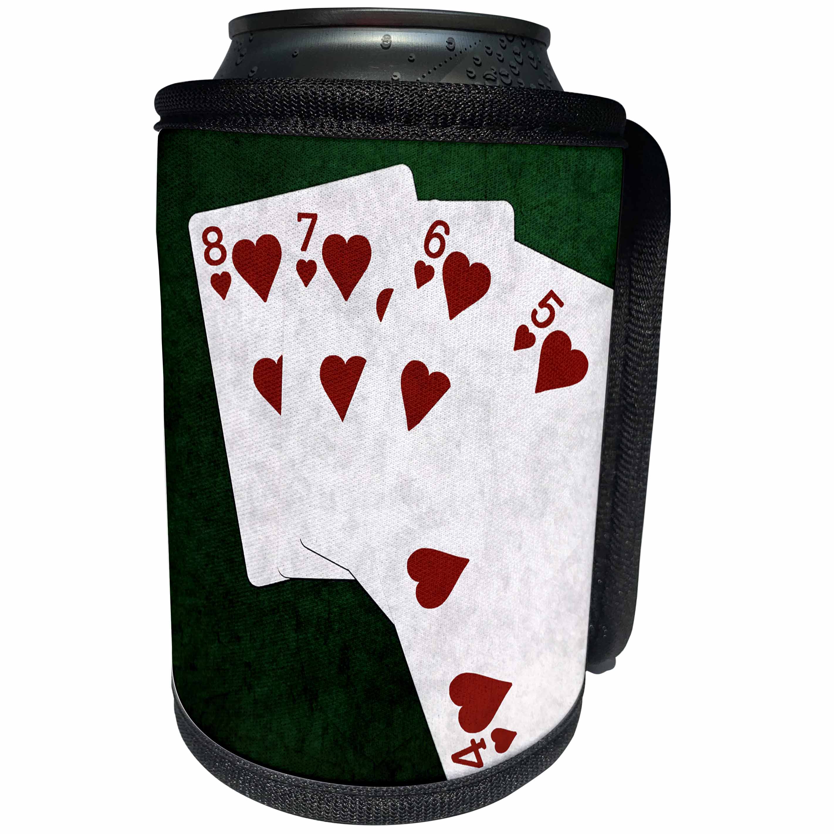 3dRose Alexis Photo-Art - Poker Hands - Poker Hands Straight Flush Hearts - Can Cooler Bottle Wrap (cc_270303)