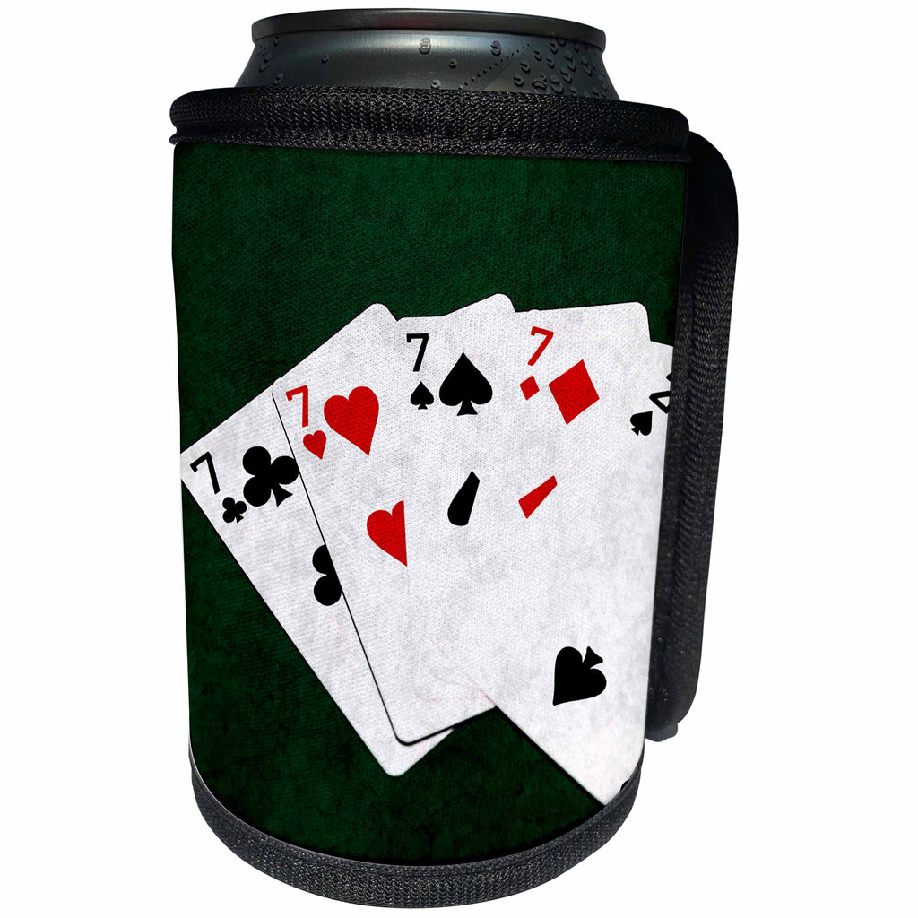 3dRose Alexis Photo-Art - Poker Hands - Poker Hands Four Of A Kind Seven Two - Can Cooler Bottle Wrap (cc_270306)