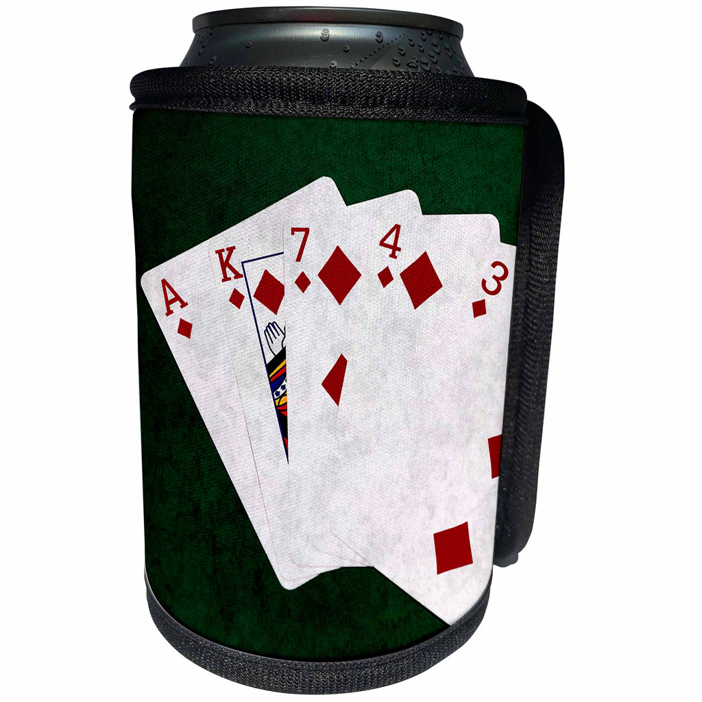 3dRose Alexis Photo-Art - Poker Hands - Poker Hands Flush Diamonds - Can Cooler Bottle Wrap (cc_270314)