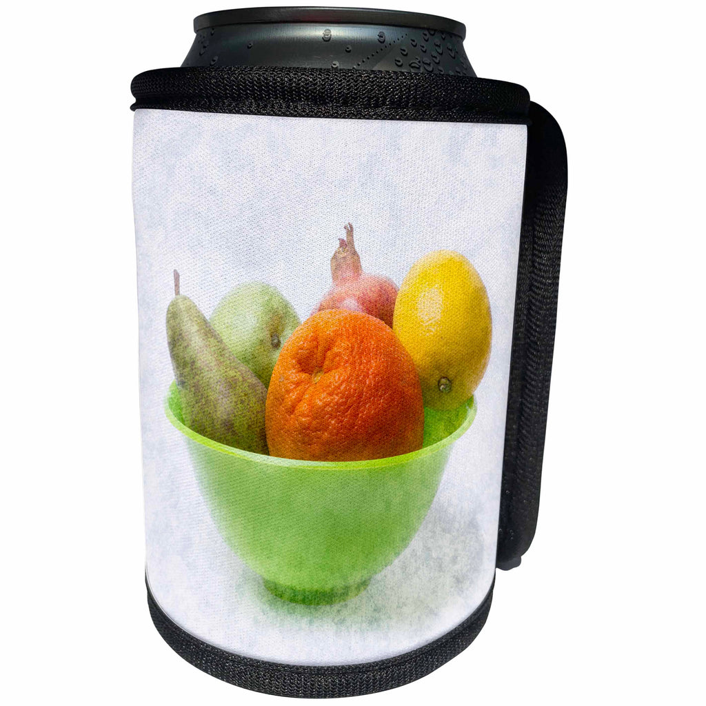 3dRose Alexis Photography - Food Fruit Mix - Green bowl with fruits. Stylized photo - Can Cooler Bottle Wrap (cc_270345)