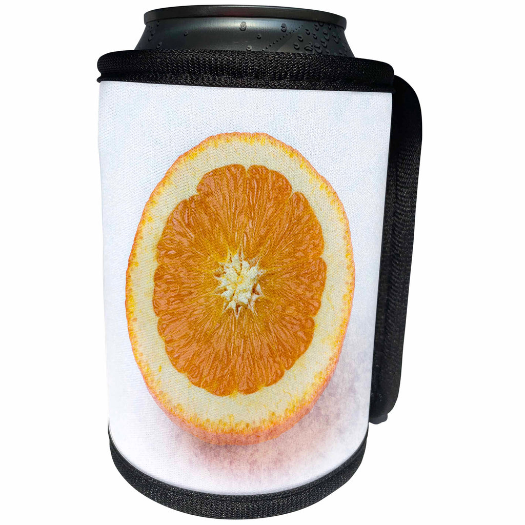 3dRose Alexis Photography - Food Orange - Frontal view of a cut orange citrus fruit. Stylized photo - Can Cooler Bottle Wrap (cc_270352)
