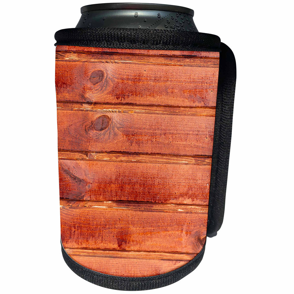 3dRose Alexis Photography - Texture Wood - Orange painted horizontal wooden planks - Can Cooler Bottle Wrap (cc_270380)