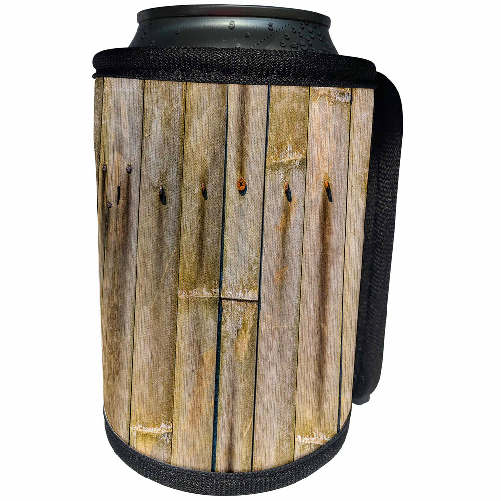 3dRose Alexis Photography - Texture Wood - Used, vintage, wooden planks of a bamboo fence - Can Cooler Bottle Wrap (cc_270525)