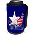 3dRose Alexis Design - America - Map and Flag of the USA, Proud to be an American text on blue - Can Cooler Bottle Wrap (cc_270546)