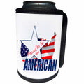 3dRose Alexis Design - America - America Map and Flag, text Proud to be an American on white - Can Cooler Bottle Wrap (cc_270547)