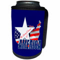 3dRose Alexis Design - America - American Map and Star, text The United States of America on blue - Can Cooler Bottle Wrap (cc_270548)