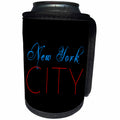 3dRose Alexis Design - America - Blue text New York, red text City, black background - Can Cooler Bottle Wrap (cc_270550)