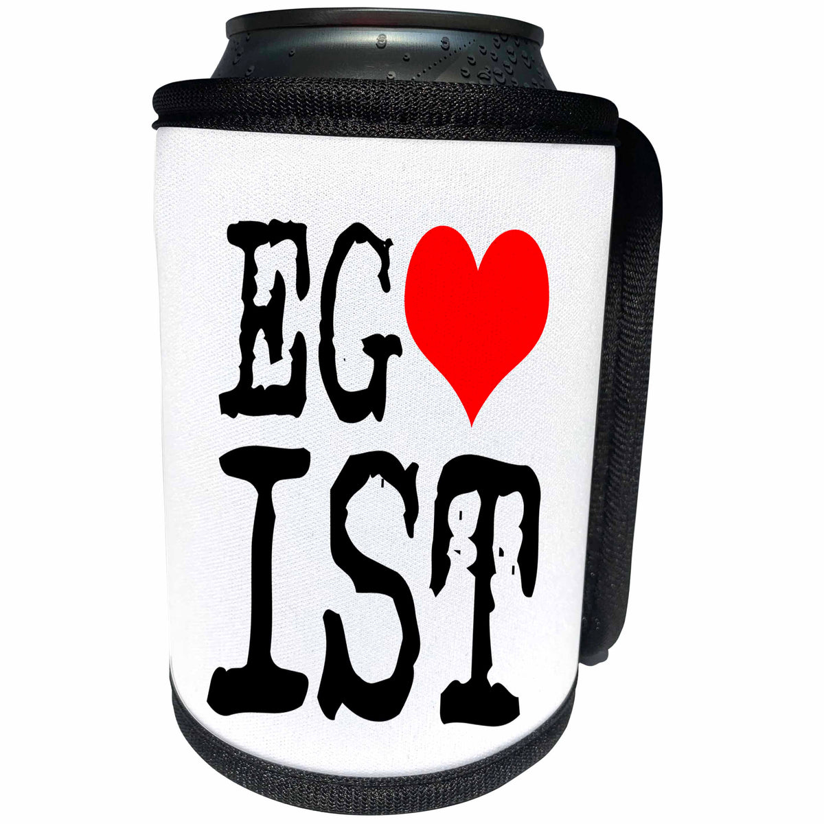 3dRose Alexis Design - Funny - Black Egoist text and a red heart, white background - Can Cooler Bottle Wrap (cc_270552)