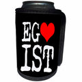 3dRose Alexis Design - Funny - White Egoist text and a red heart, black background - Can Cooler Bottle Wrap (cc_270553)