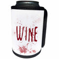 3dRose Alexis Design - Funny - Dark red text WINE and dried splashes of red wine on white background - Can Cooler Bottle Wrap (cc_270558)