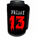 3dRose Alexis Design - Funny - White text Friday, red number 13. Black background - Can Cooler Bottle Wrap (cc_270560)