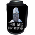 3dRose Alexis Design - Funny Knight - Medieval Knight, Termi... Who, Do not know him. Black background - Can Cooler Bottle Wrap (cc_270567)