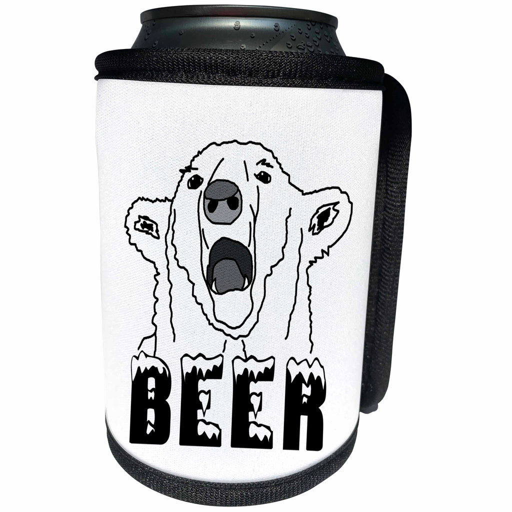 3dRose Alexis Design - Funny Beer - Polar bear wants some beer. White background - Can Cooler Bottle Wrap (cc_270568)