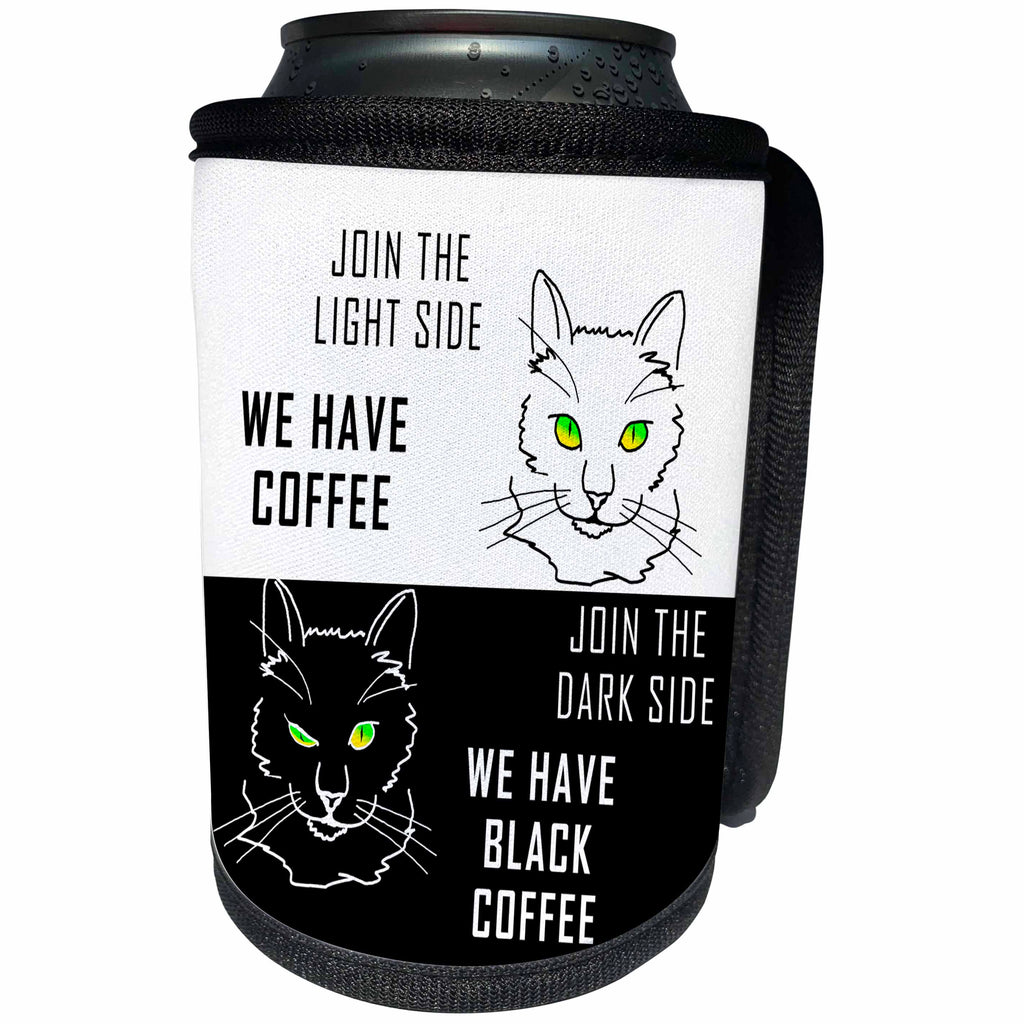 3dRose Alexis Design - Funny Cats - Black and White Cats invite you to join light and dark side - Can Cooler Bottle Wrap (cc_270569)