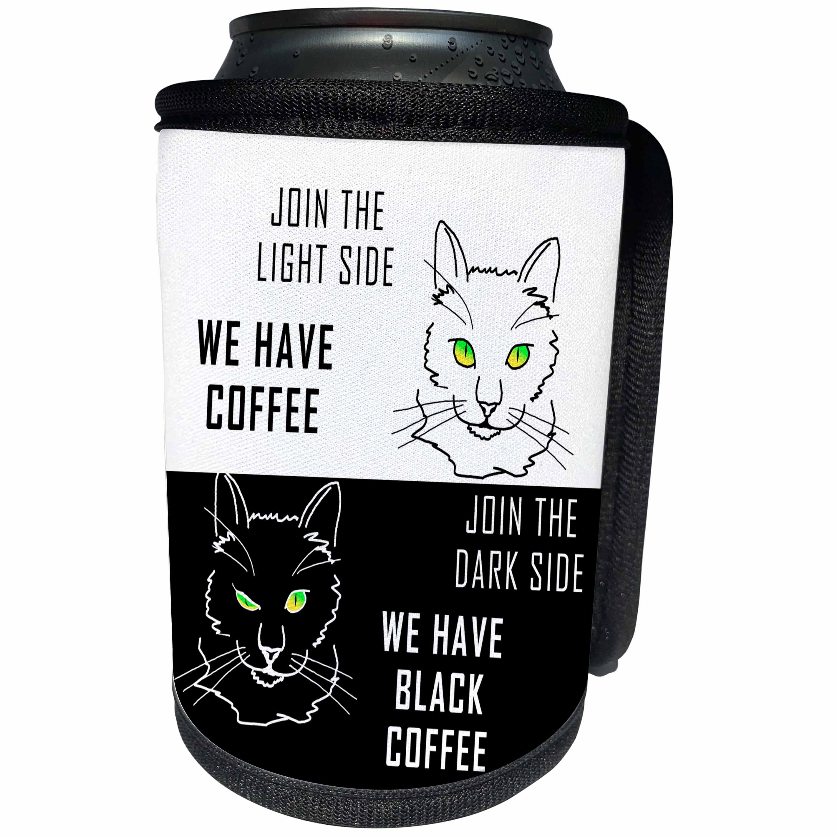 3dRose Alexis Design - Funny Cats - Black and White Cats invite you to join light and dark side - Can Cooler Bottle Wrap (cc_270569)