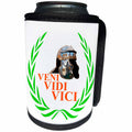 3dRose Alexis Design - Conceptual - Roman helmet, green laurel wrath, Veni, Vidi, Vici on white - Can Cooler Bottle Wrap (cc_270570)