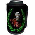 3dRose Alexis Design - Conceptual - Roman helmet, green laurel wrath, Veni, Vidi, Vici on black - Can Cooler Bottle Wrap (cc_270571)