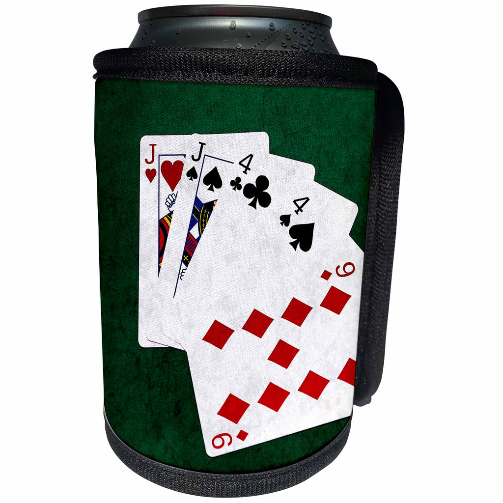 3dRose Alexis Photo-Art - Poker Hands - Poker Hands One Pair, Jack - Can Cooler Bottle Wrap (cc_270575)