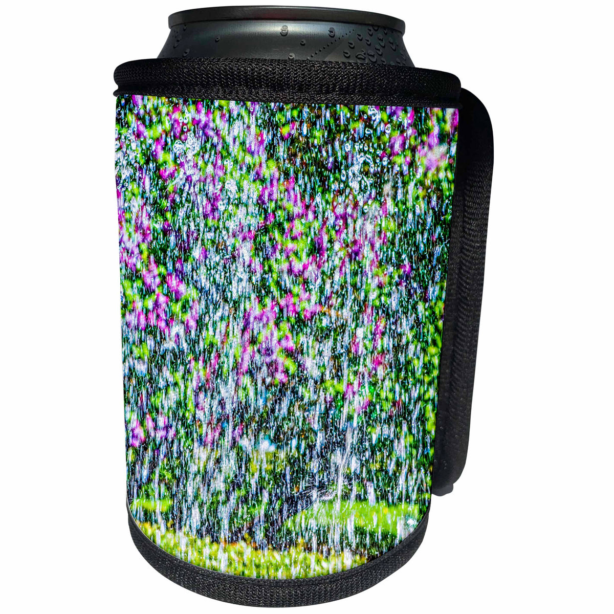 3dRose Alexis Photography - Abstracts - Lilac flowers behind the fountain. Impressionism of the first water - Can Cooler Bottle Wrap (cc_270598)
