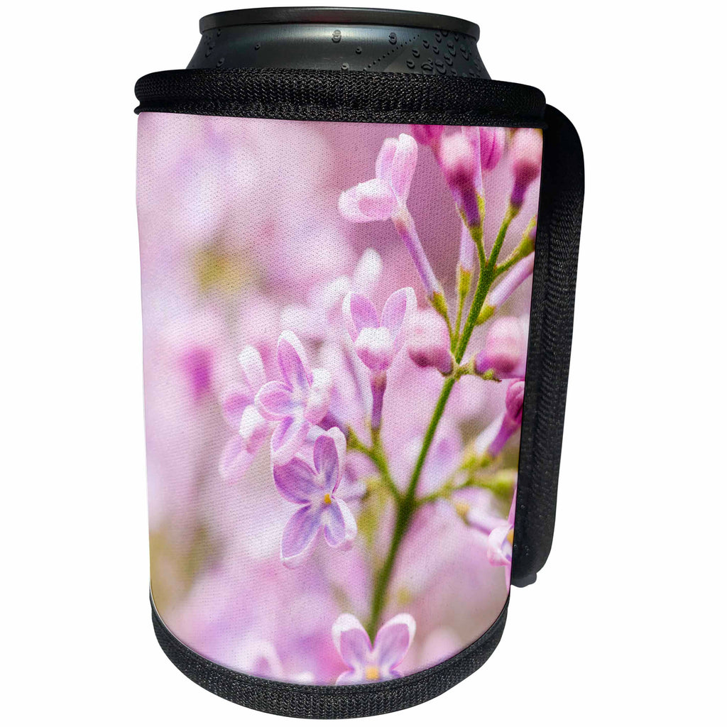 3dRose Alexis Photography - Flowers Lilacs - Macro view of a small bunch of pink lilac flowers - Can Cooler Bottle Wrap (cc_270600)
