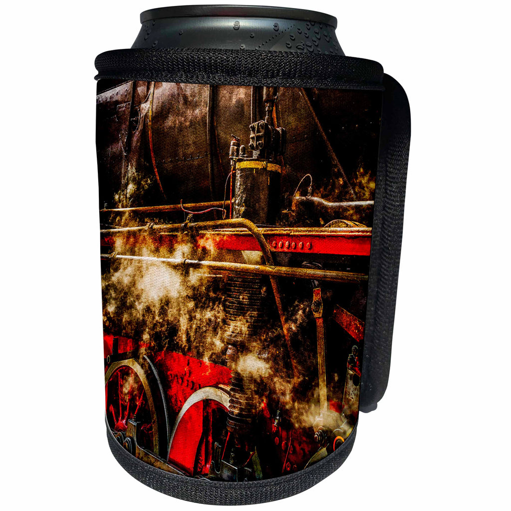 3dRose Alexis Photography - Transport Railroad - Vintage steam train. In full steam. Stylized photo - Can Cooler Bottle Wrap (cc_270611)