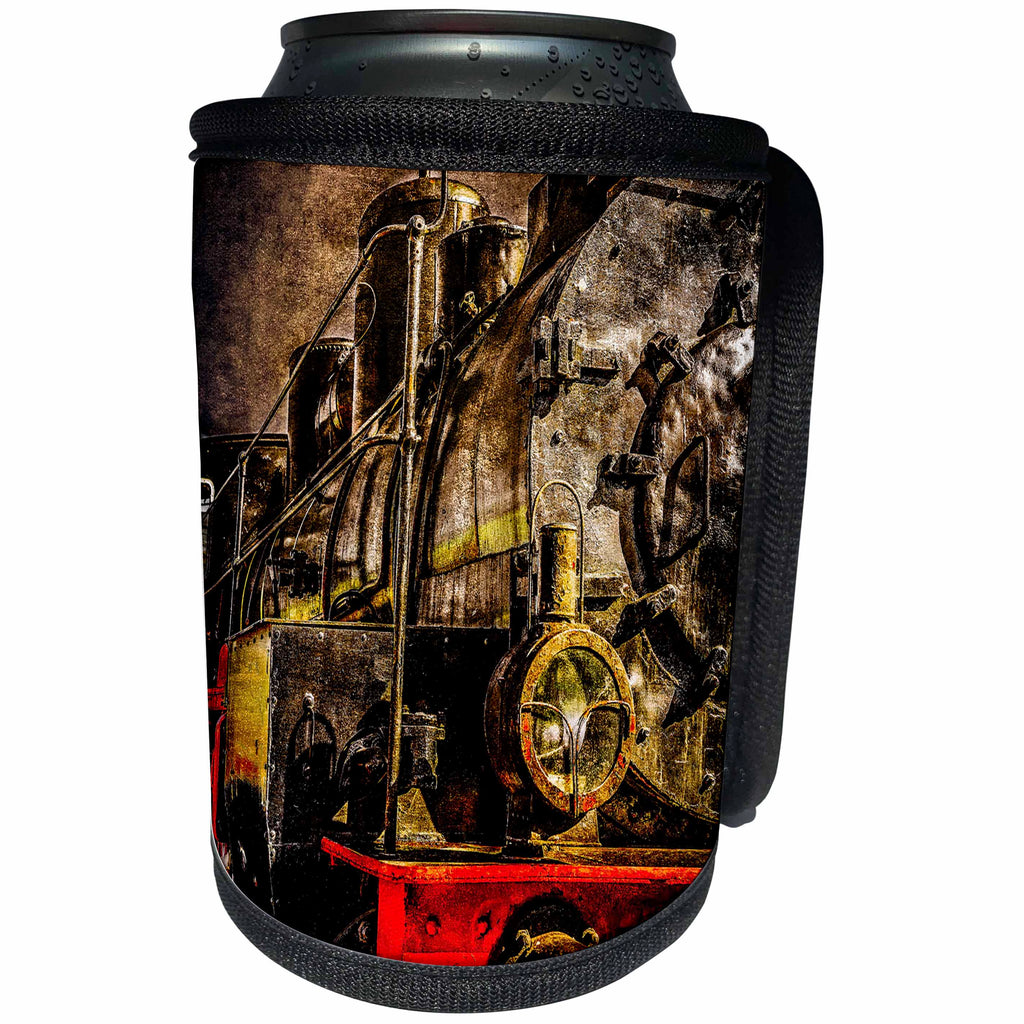 3dRose Alexis Photography - Transport Railroad - Ancient steam train engine. The veteran. Stylized photo - Can Cooler Bottle Wrap (cc_270614)