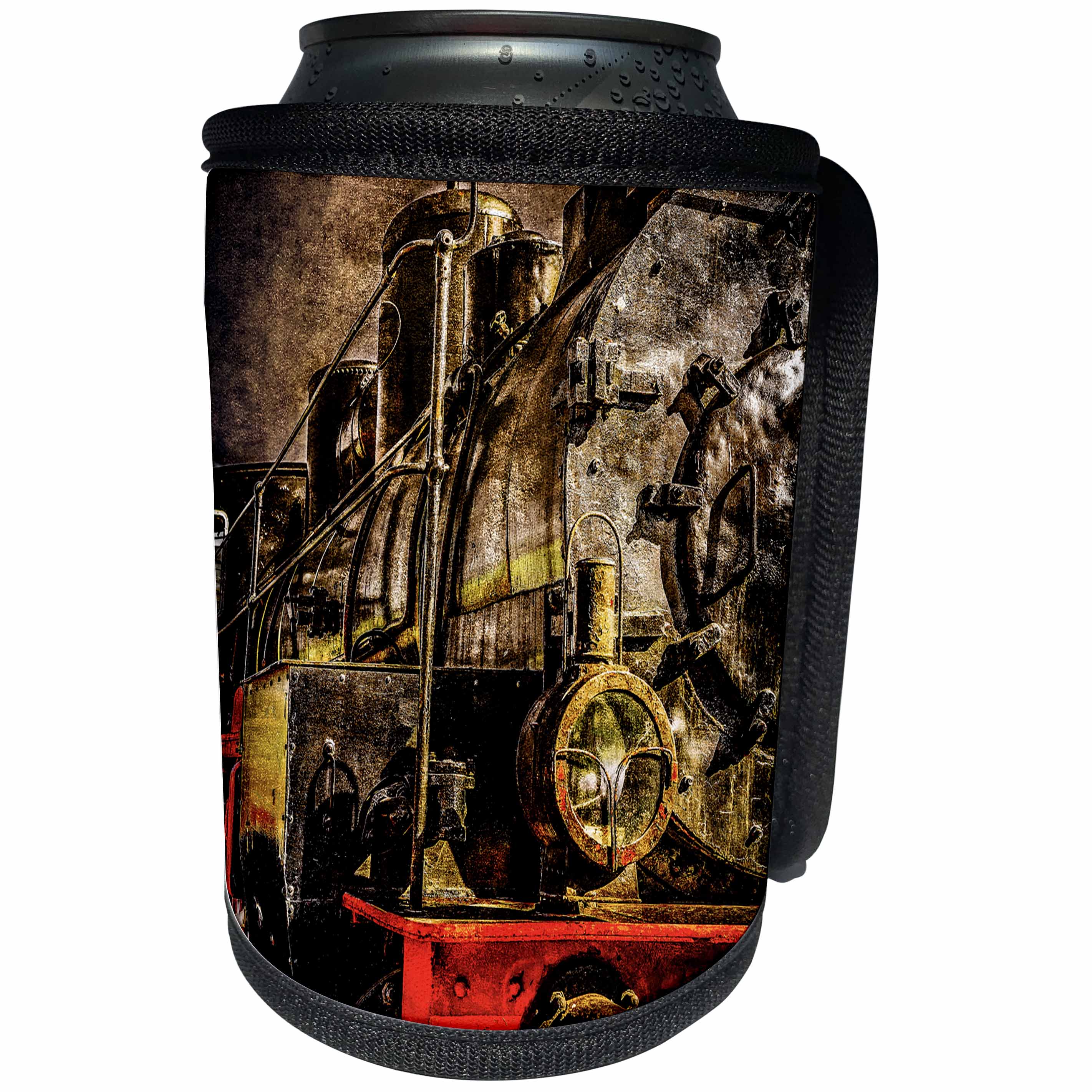 3dRose Alexis Photography - Transport Railroad - Ancient steam train engine. The veteran. Stylized photo - Can Cooler Bottle Wrap (cc_270614)