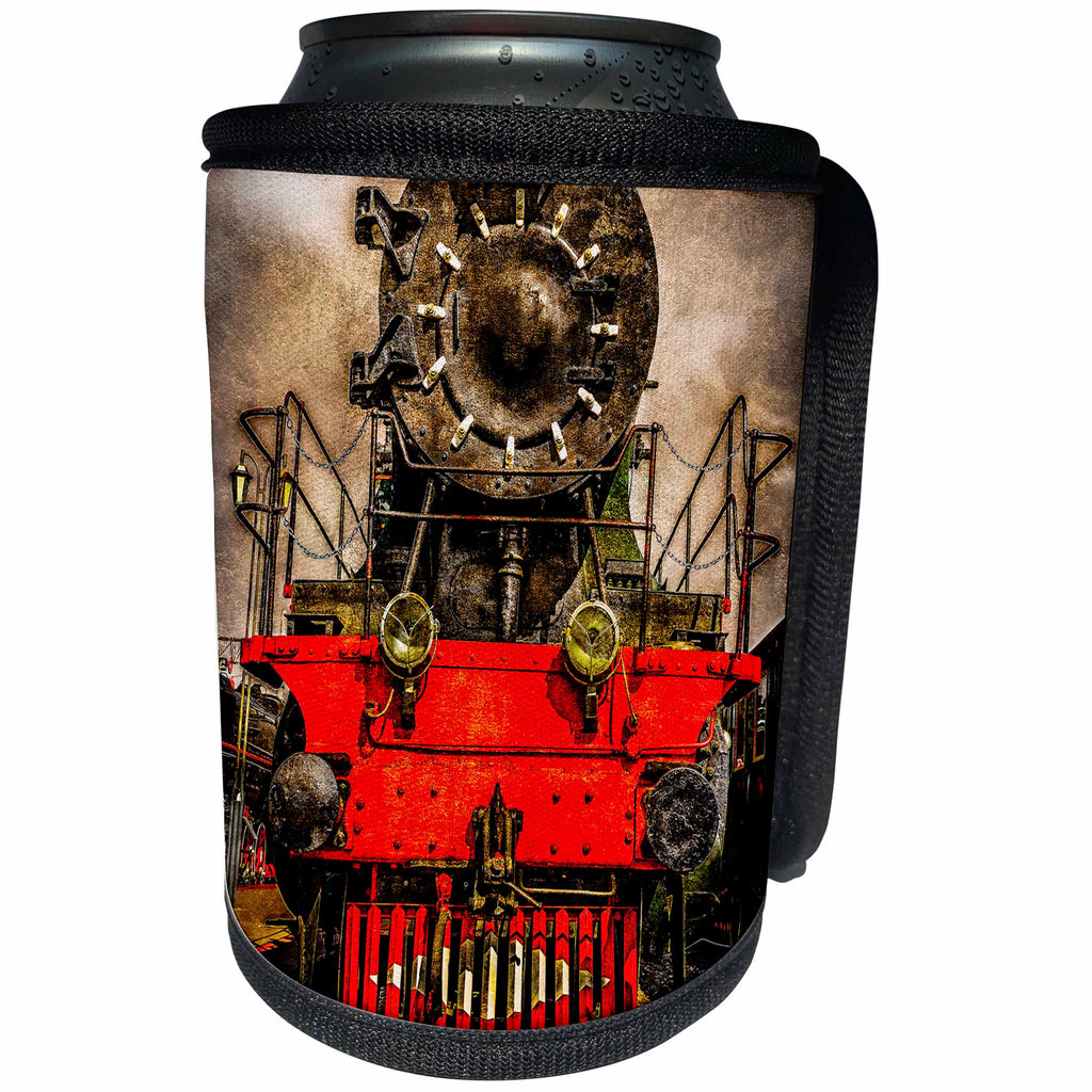 3dRose Alexis Photography - Transport Railroad - Old powerful steam locomotive. Back from the farness. Stylized photo - Can Cooler Bottle Wrap (cc_270616)