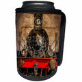 3dRose Alexis Photography - Transport Railroad - Frontal view of an ancient steam locomotive. Stylized photo - Can Cooler Bottle Wrap (cc_270621)