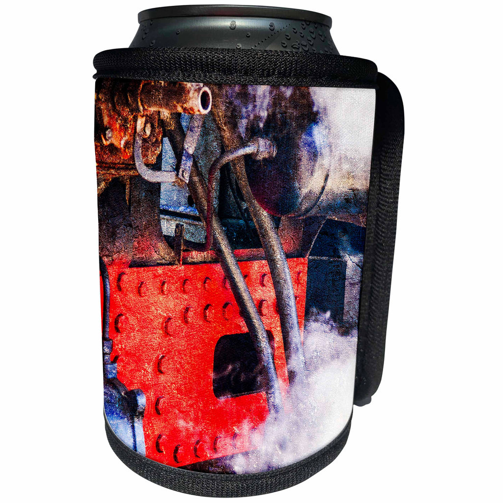 3dRose Alexis Photography - Transport Railroad - Vintage locomotive steam engine detail. Stylized photo - Can Cooler Bottle Wrap (cc_270627)