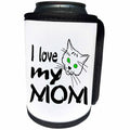 3dRose Alexis Design - Funny Cats - Funny cat face, the text I Love My Mom. White background - Can Cooler Bottle Wrap (cc_270653)