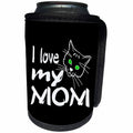 3dRose Alexis Design - Funny Cats - Funny cat face, the text I Love My Mom. Black background - Can Cooler Bottle Wrap (cc_270654)