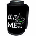 3dRose Alexis Design - Funny Cats - Funny cat face, the text Love MEow. Black background - Can Cooler Bottle Wrap (cc_270656)