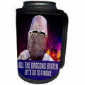 3dRose Alexis Design - Funny Knight - Medieval Knight - All the dragons beaten, let us go to a movie - Can Cooler Bottle Wrap (cc_270659)