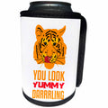 3dRose Alexis Design - Tiger - Funny orange tiger licks its lips. You Look Yummy. White background - Can Cooler Bottle Wrap (cc_270673)