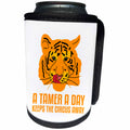 3dRose Alexis Design - Tiger - Funny orange tiger licks its lips. A Tamer A Day. White background - Can Cooler Bottle Wrap (cc_270680)