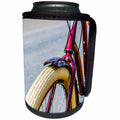 3dRose Alexis Photography - Transport Bike - Purple metal frame and white front wheel of a modern bicycle - Can Cooler Bottle Wrap (cc_270730)